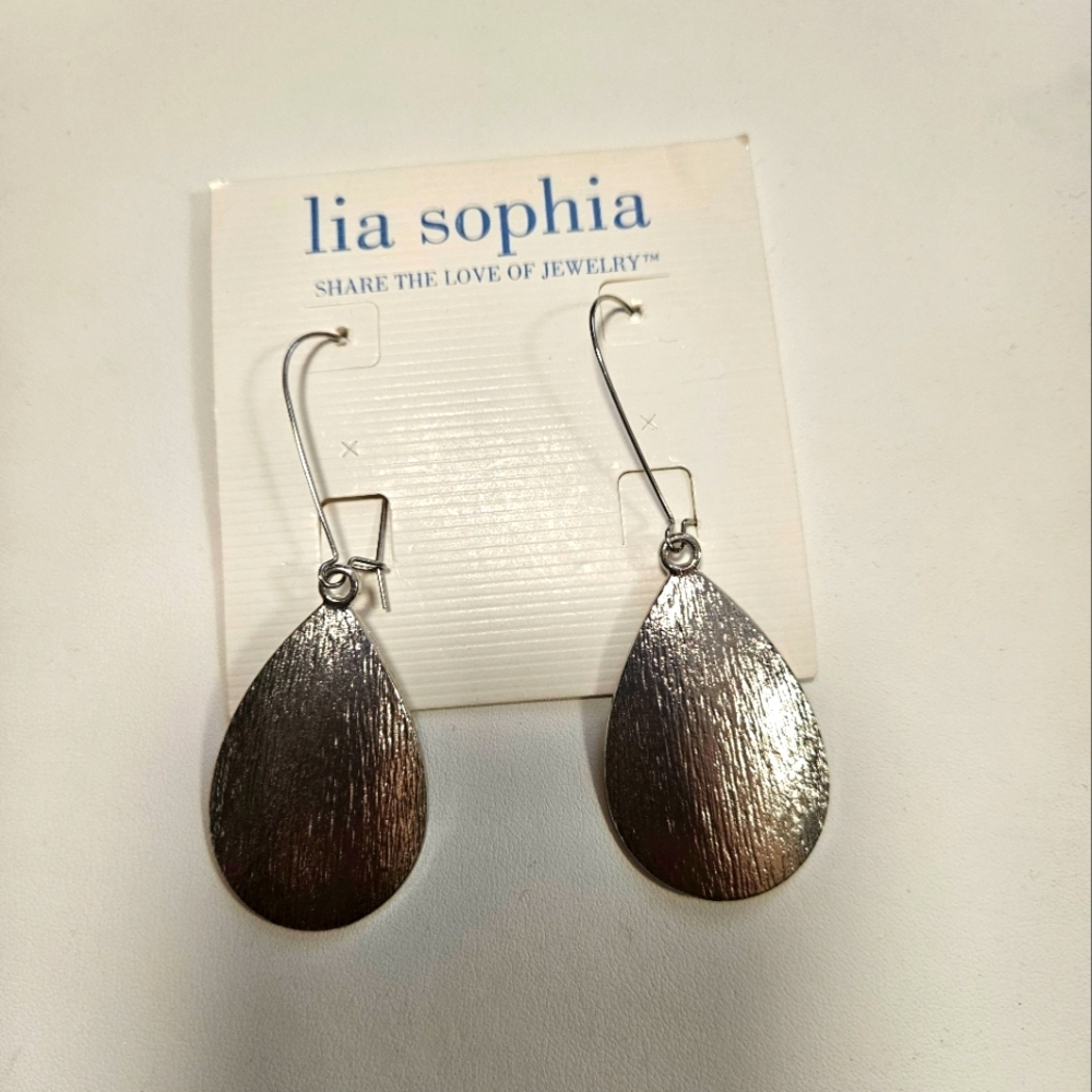 Lia Sophia Textured Silver Drop Earrings